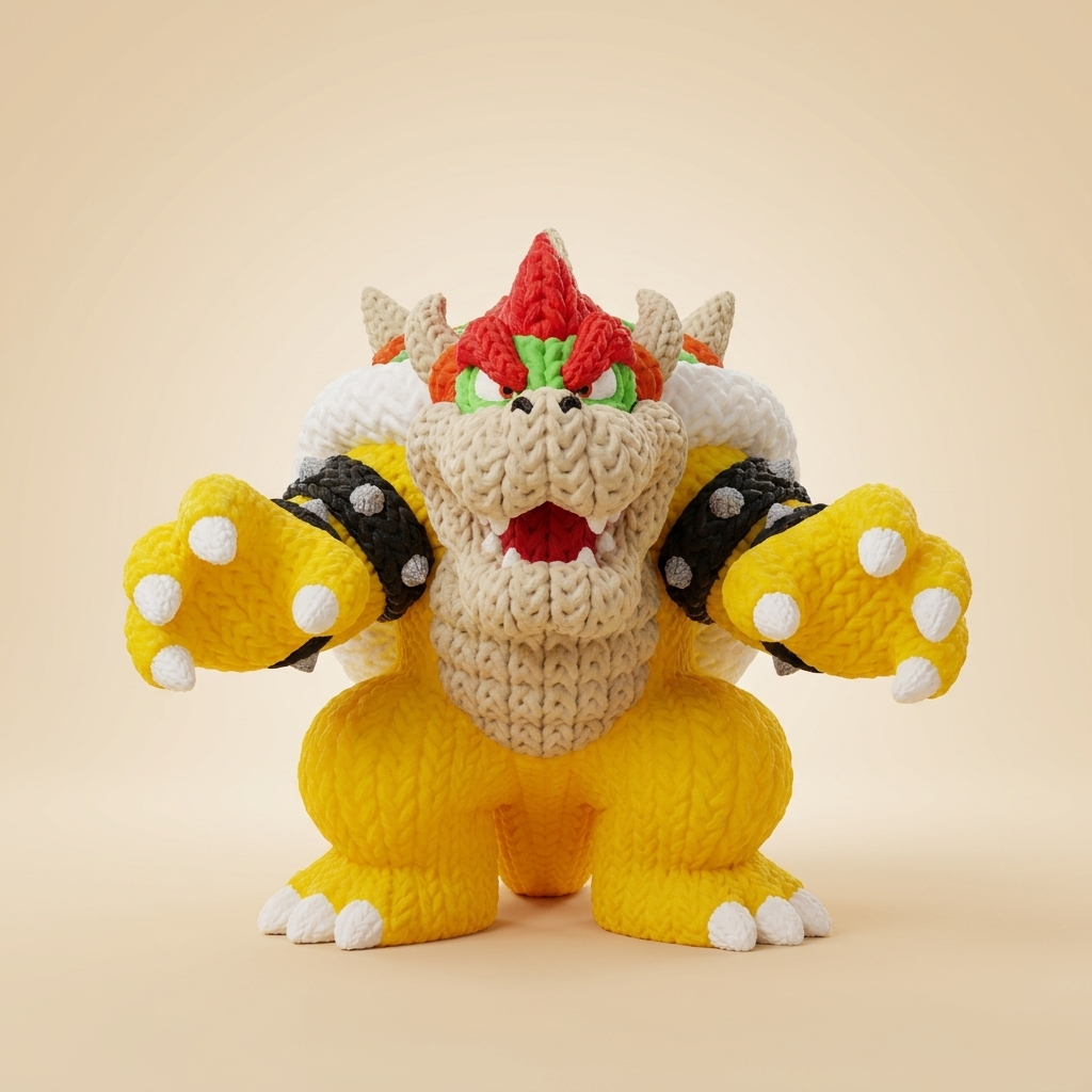 Bowser Estilo Ganchillo — Fan Art 3D